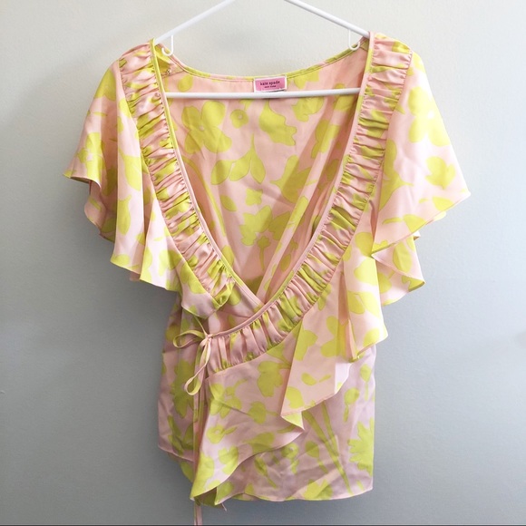 Kate spade Splash Ruffle Wrap Top Blouse Size 4 - Picture 6 of 7